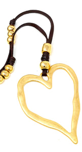 Abstract Heart Hoops Pendant Necklace Set. Gold Necklace - 30" + Extension