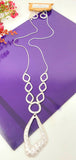 Textured Organic Pendant Long Necklace Set. Silver,  Necklace - 30" + Extension