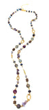 Station Multi Beads Long Necklace. Purple ( Necklace - 36" + Extension)