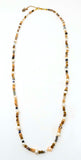 Pearls and Wood Mix Beads Long Necklace. Brown (Necklace - 26")