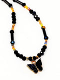 Seed Bead Butterfly Necklace . Black ( Size : 13" + 3" L )