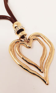 Layer Heart Hoops Pendant Necklace. Gold ( 38" + Extension )