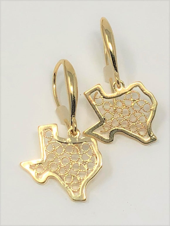 Gold Dipped Texas State Earrings. Gold