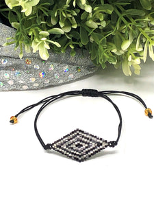 Tribal Beads Drawstring Bracelet . Black ( Original price $13)