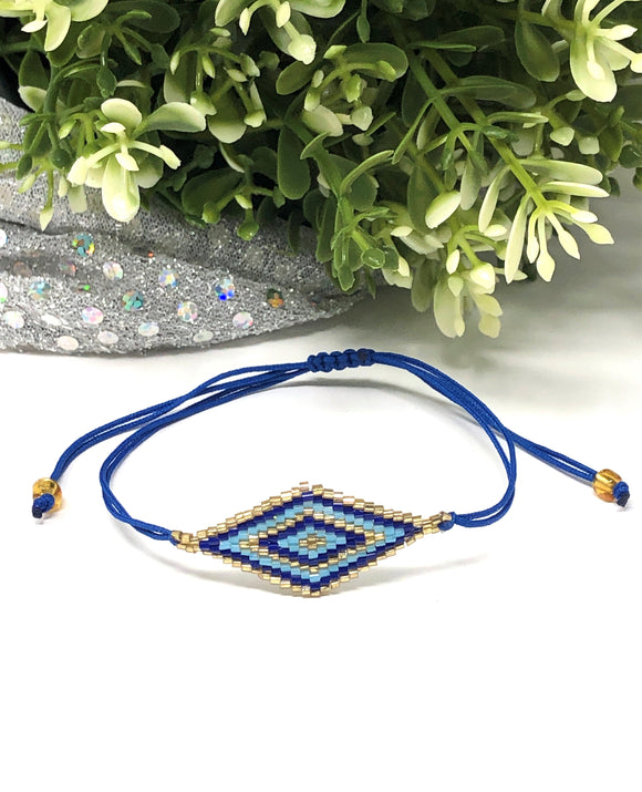 Tribal Beads Drawstring Bracelet. Navy Blue (Original price $13)