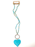 Turquoise Heart Long Pendant Necklace.