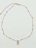 14k Gold Dipped Brass Metal  Colorful Station Necklace. Necklace Size : 18" L