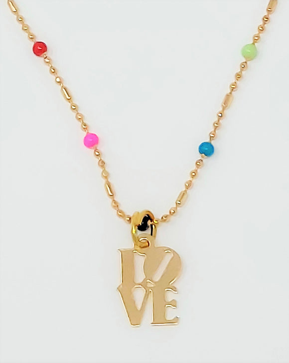 14k Gold Dipped Brass Metal  Colorful Station Necklace. Necklace Size : 18