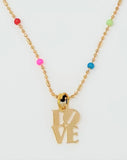 14k Gold Dipped Brass Metal  Colorful Station Necklace. Necklace Size : 18" L